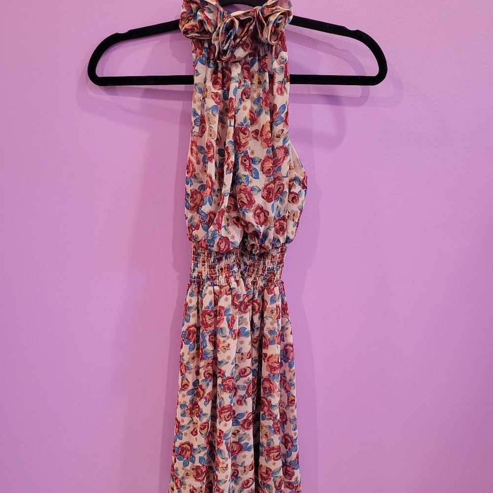 Allover Halter Neck Floral Boho Chic Dress